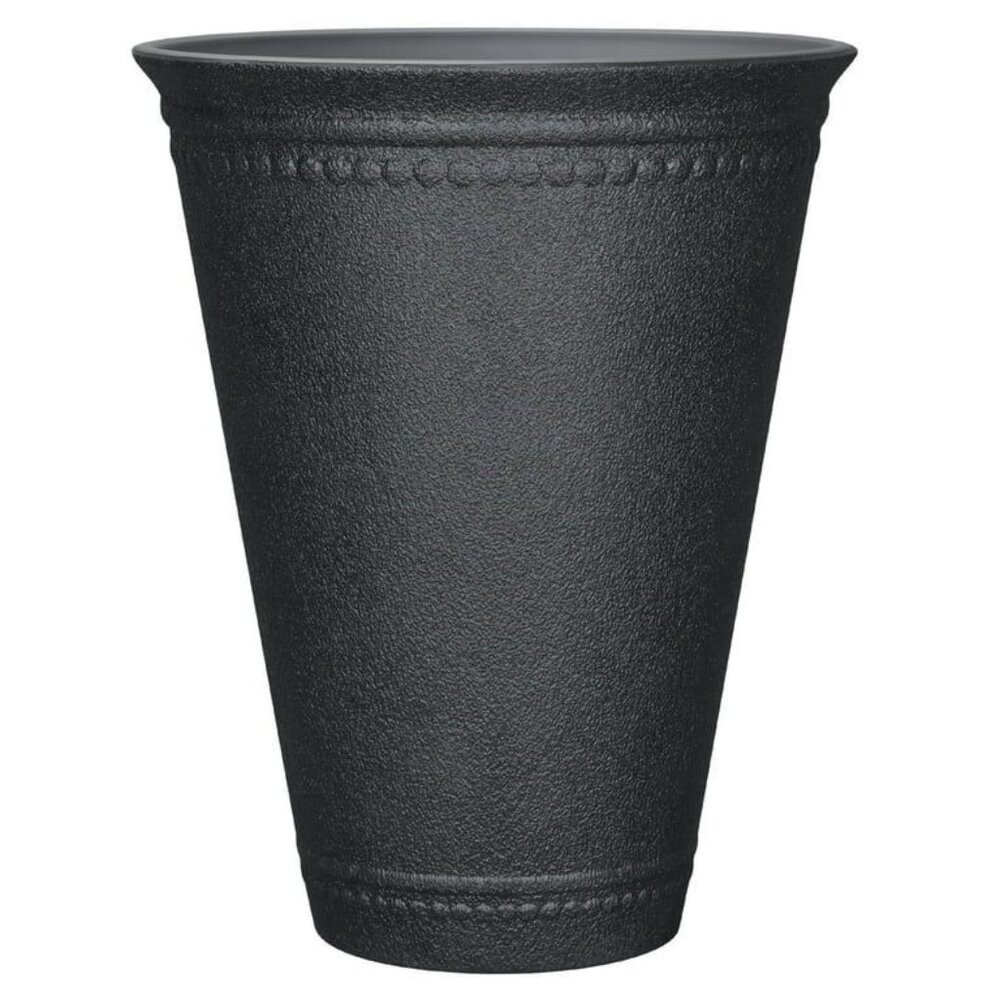 My Texas House Asti Tall Resin Planter - Black, 16.1" Dia x 20.1" H